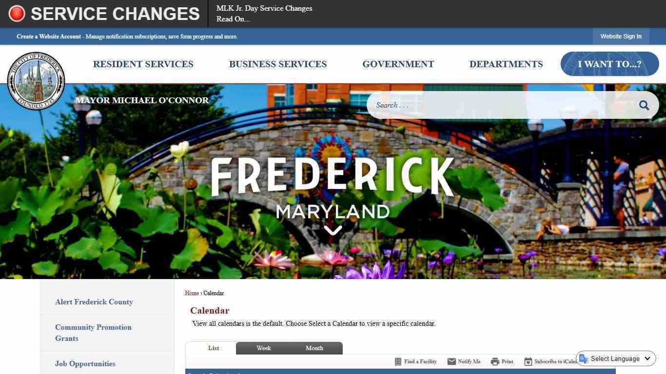 Calendar • Frederick, MD • CivicEngage